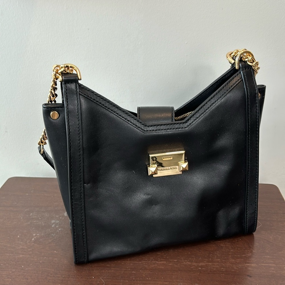 Michael Michael Kor’s Whitney gold chain women’s leather shoulder tote NWT